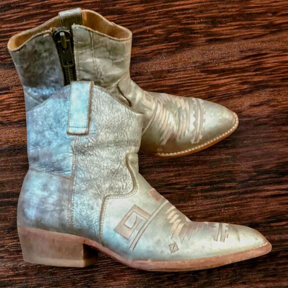Matisse Remington Handmade Leather Distressed Women's Metallic Boots in 7.5M - Picture 4 of 10